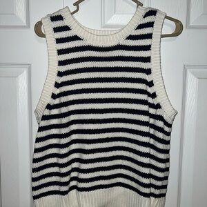 Marled Black and White Striped Women's Sweater